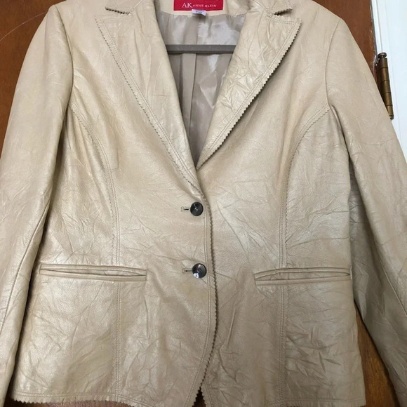Annie Klein Crinkle Texture Leather Jacket M - Picture 3 of 13
